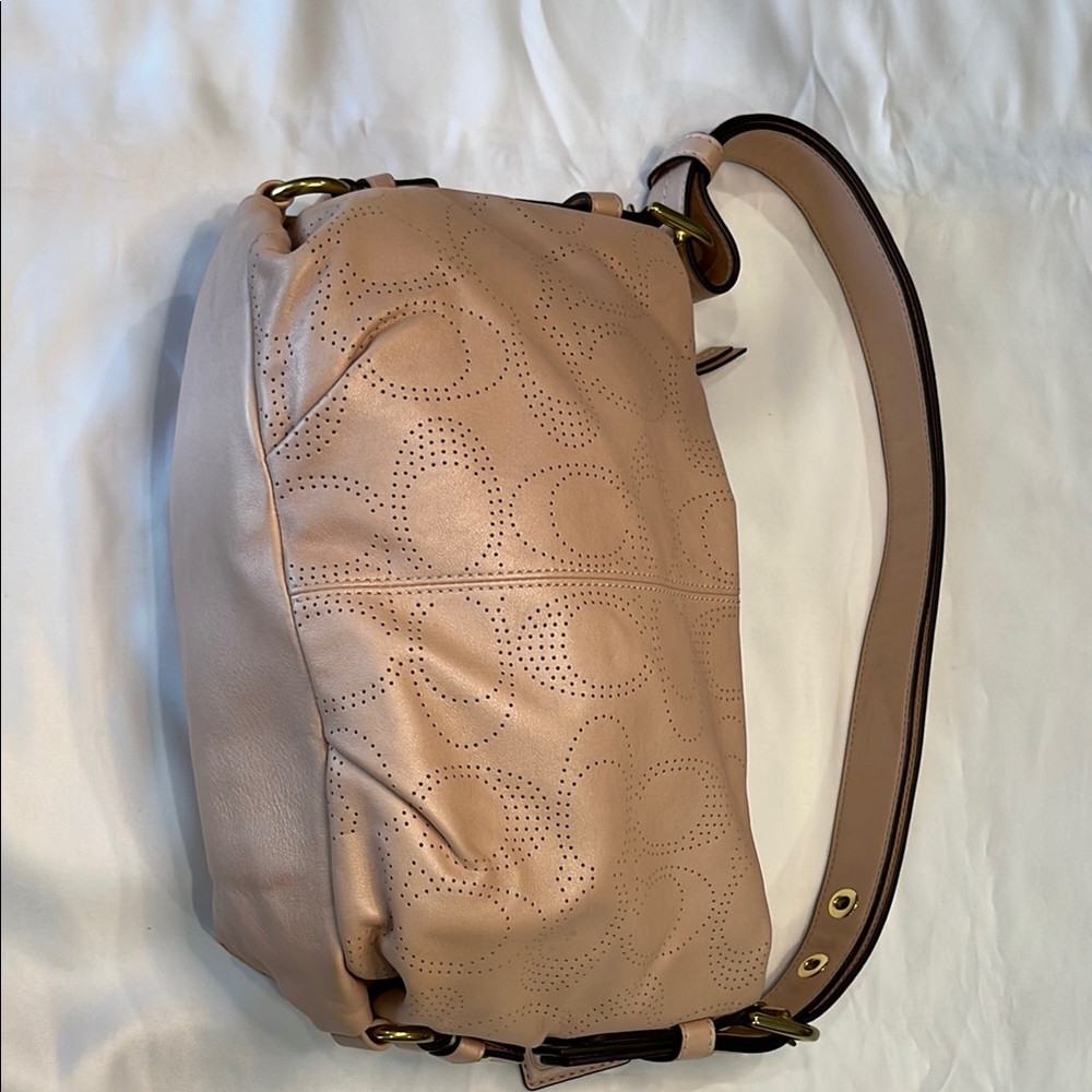 Coach Blush Textured Leather Shoulder Bag